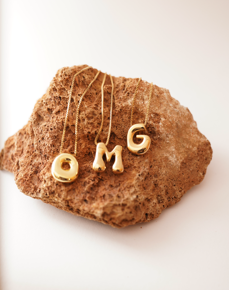 Gold Plated Initial Abstract Letter Necklace