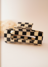 Load image into Gallery viewer, Large Black &amp; White Check Hair Claw
