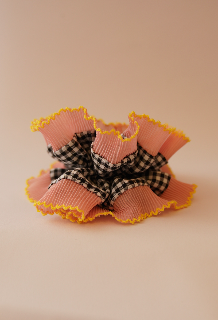Pink Trim Gingham Jumbo Scrunchie