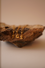Load image into Gallery viewer, Gold Plated Small Bubble Letter Initial Necklace
